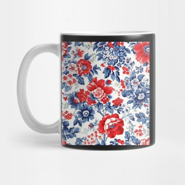 Red White and Blue Patriotic Shabby Floral by VintageFlorals